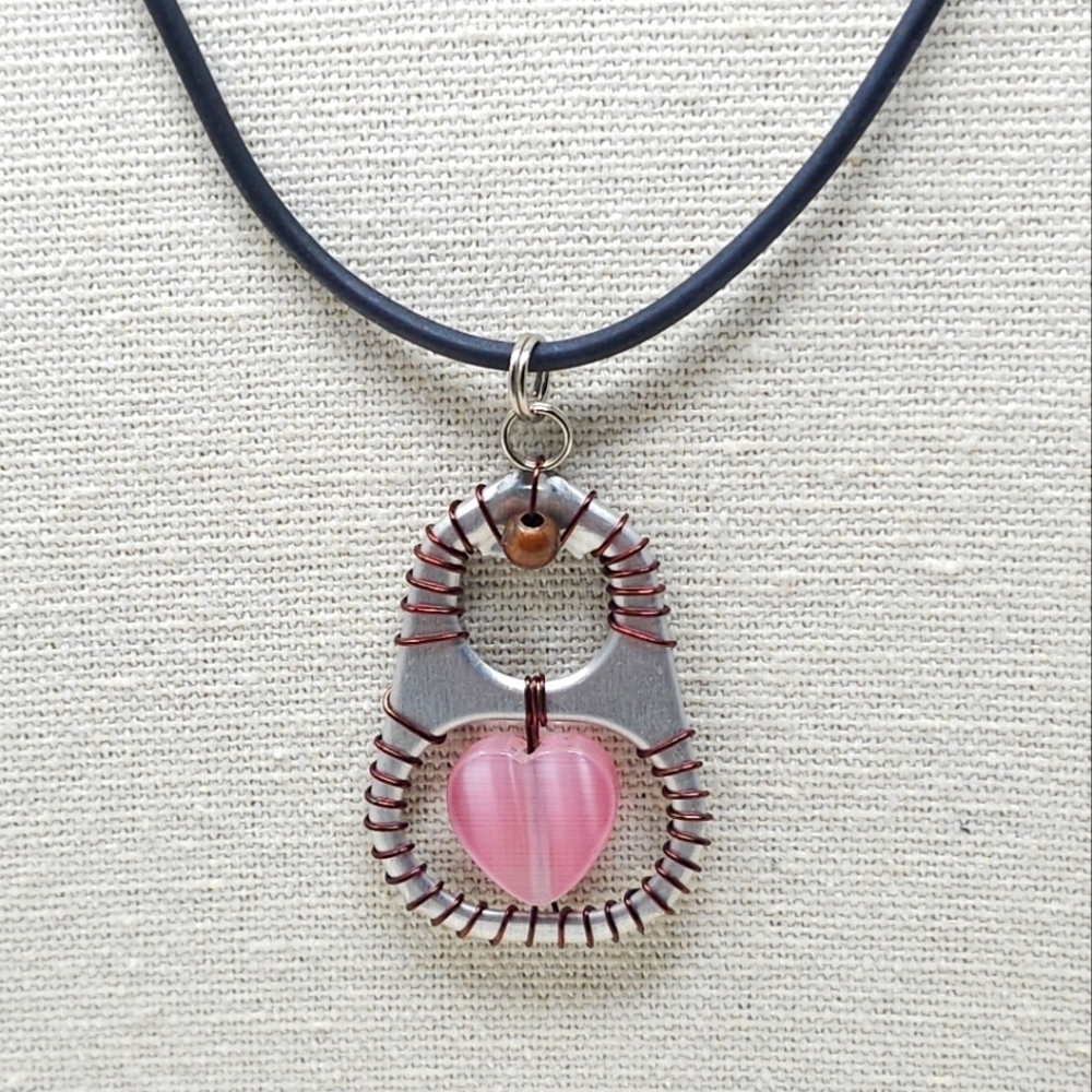 Handcrafted Upcycled Pull Tab Heart Pendant Necklace